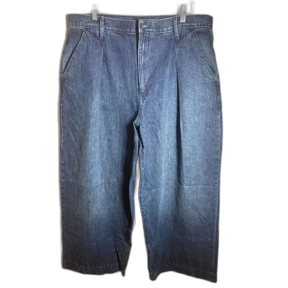 Banana Republic Premium Denim High-Rise Relaxed Wide-Leg Jeans Size 33